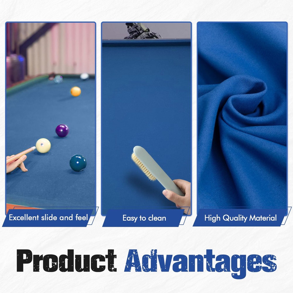 7FT Pool Table Felt for Billiard Cloth with 6 Pcs Cloth Strips and Staple Rem...