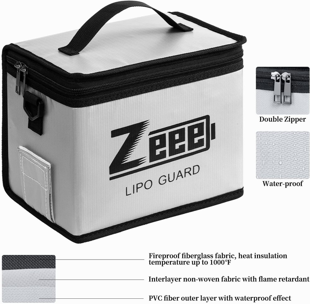 Fireproof Explosionproof Large Capacity Lipo Battery Pouch - 8.46x6.5in