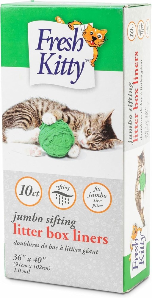10 Count Durable Litter Box Liners, Easy Clean Up Elastic Jumbo Sifting Litte...