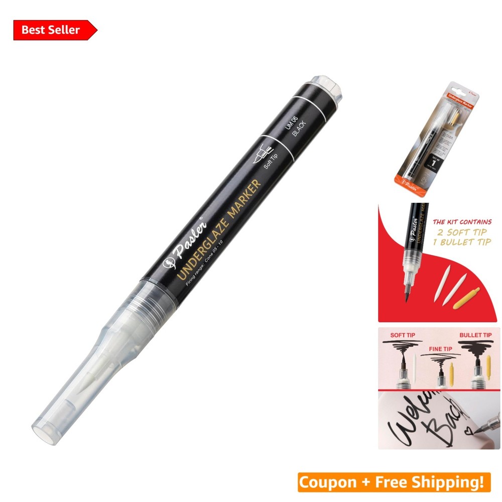 Black Underglaze Pen for Ceramic Pottery - Soft Tip, Water-based, 1 Pack