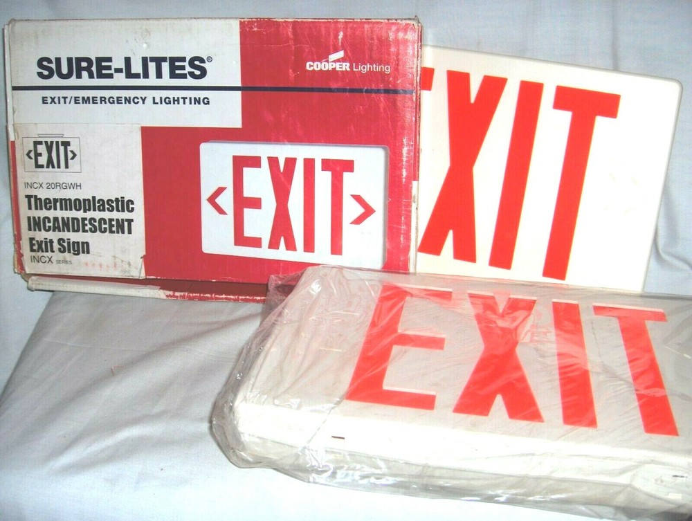 #517 - ELECTRIC ONE OR TWO FACE ILLUMINATED EXIT SIGN - NEW! - BATTERY BACKUP