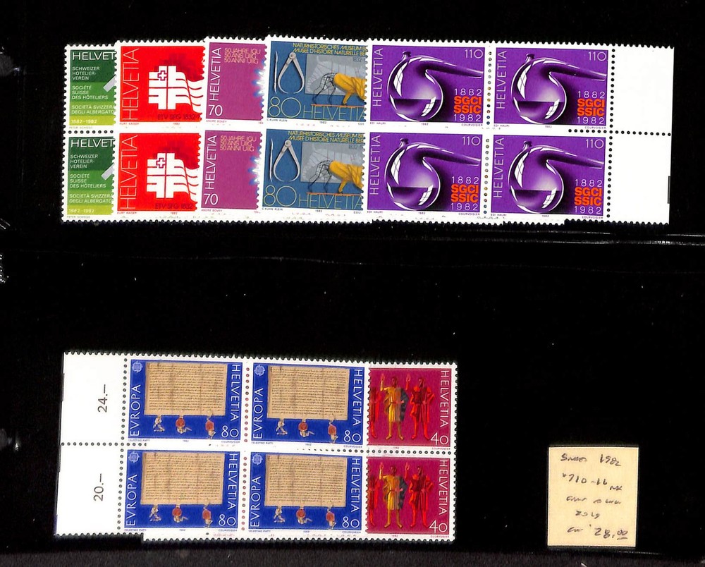 Switzerland, Postage Stamp, #710-716 Blocks Mint NH, 1982