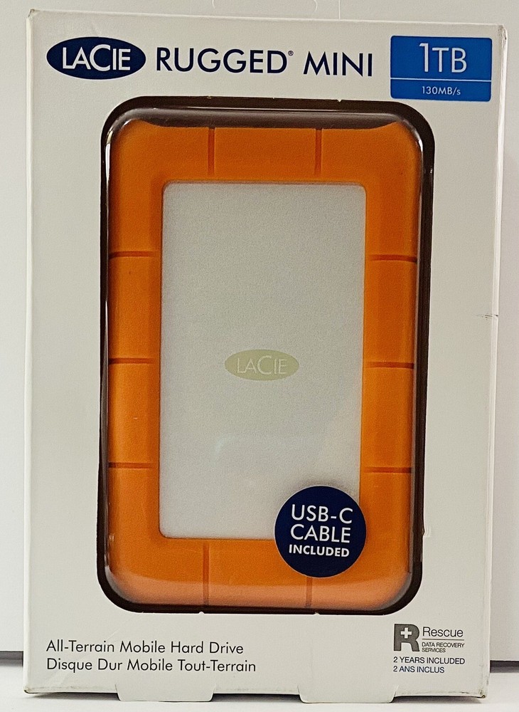 Lacie Rugged Mini 1TB USB 3.0 External Portable Hard Drive