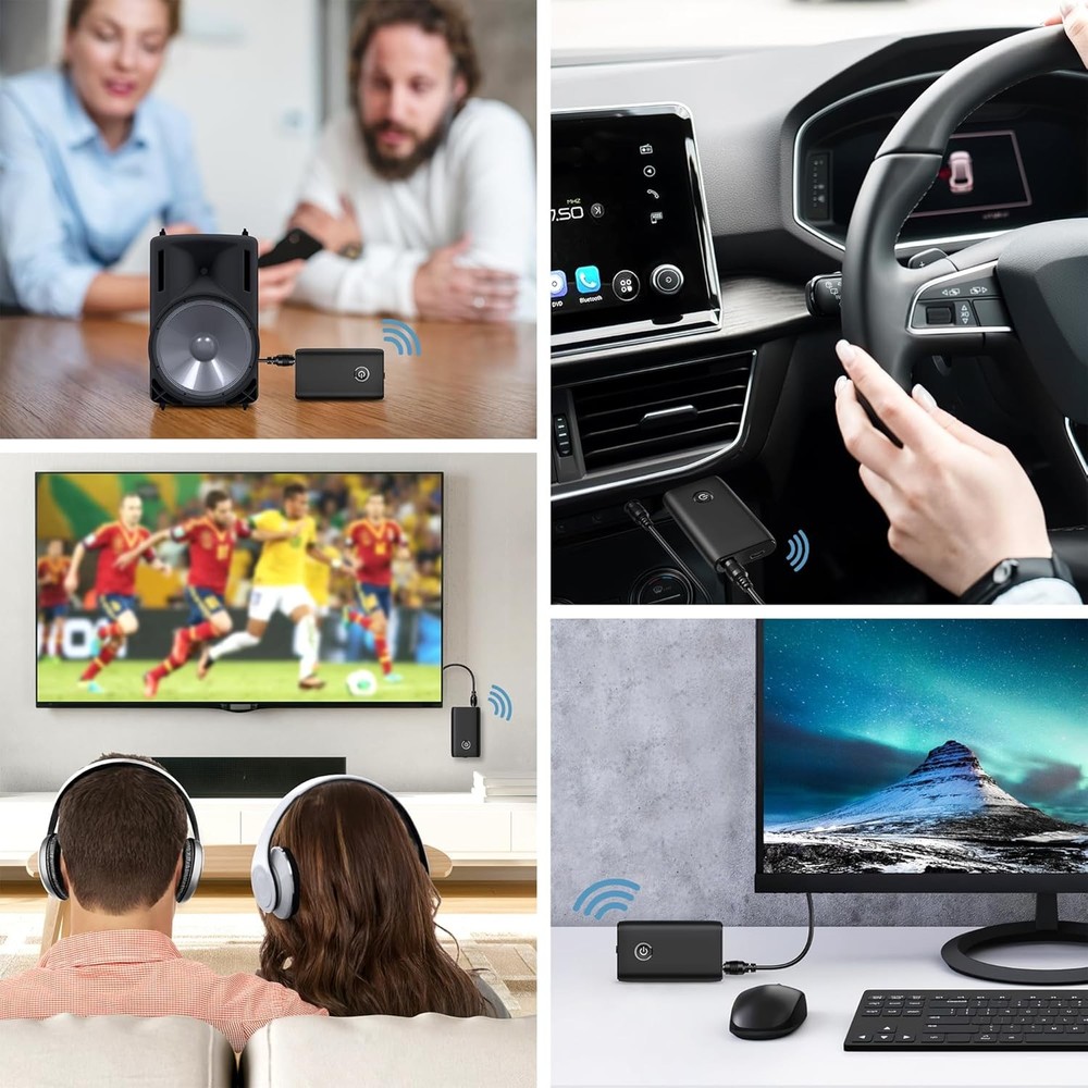 Aux Bluetooth Adapter for Car, Upgraded 5.3 Transmitter Black