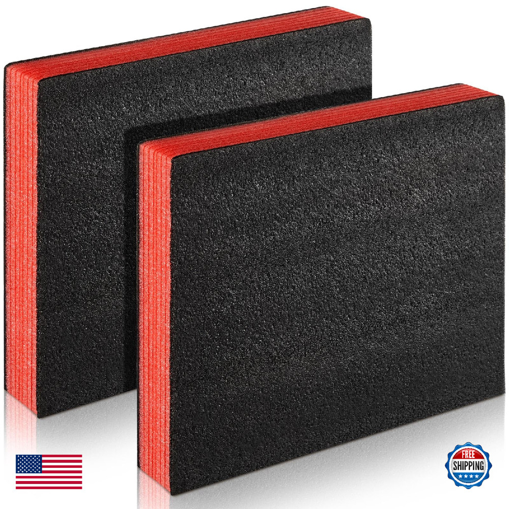 Hoolerry 2 Pcs Polyethylene Foam Inserts for Cases, 12"x10"x2.125", Black/Red