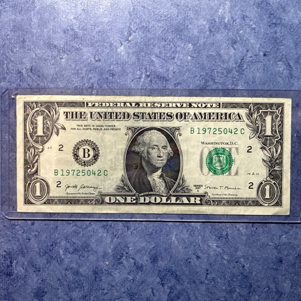 $1 One Dollar Bill Misprint Ink Bleed Transfer Error mostly left side