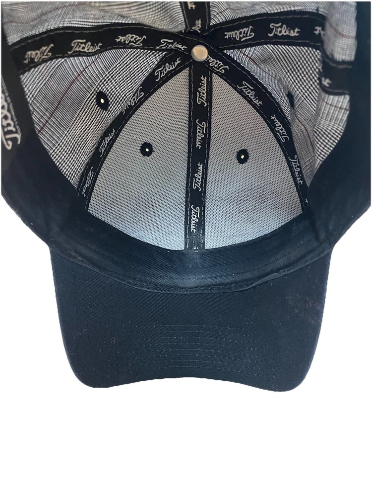 Titleist Golf Hat Adjustable Plaid Gray Black Red Script Cap Pre-Owned