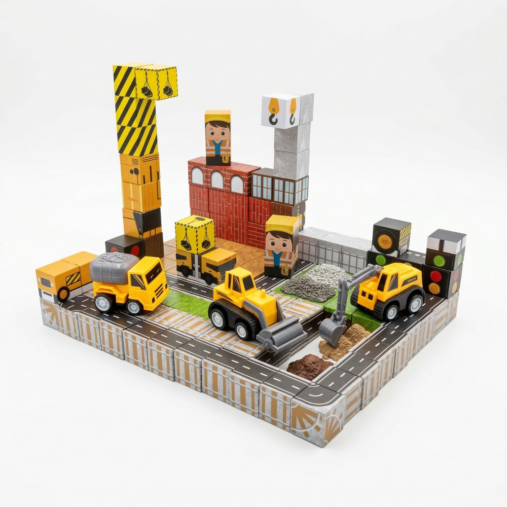 Magnetic Blocks Building Set - 150pc Block Construction Theme for Parents