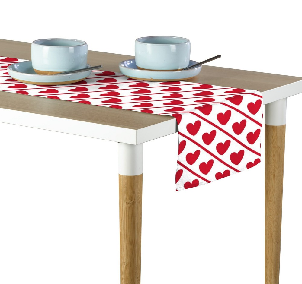 Hearts Diagonal Stripe Table Runners - 12"x72" or 14"x108"
