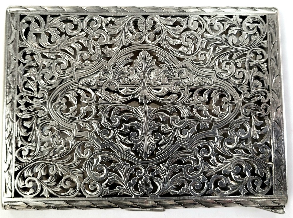 Vintage 800 Italian Fine Silver Push Open Cigarette Case 134g