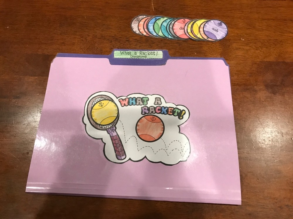 What a Racket! Synonyms  3-4 grades language arts file folder game