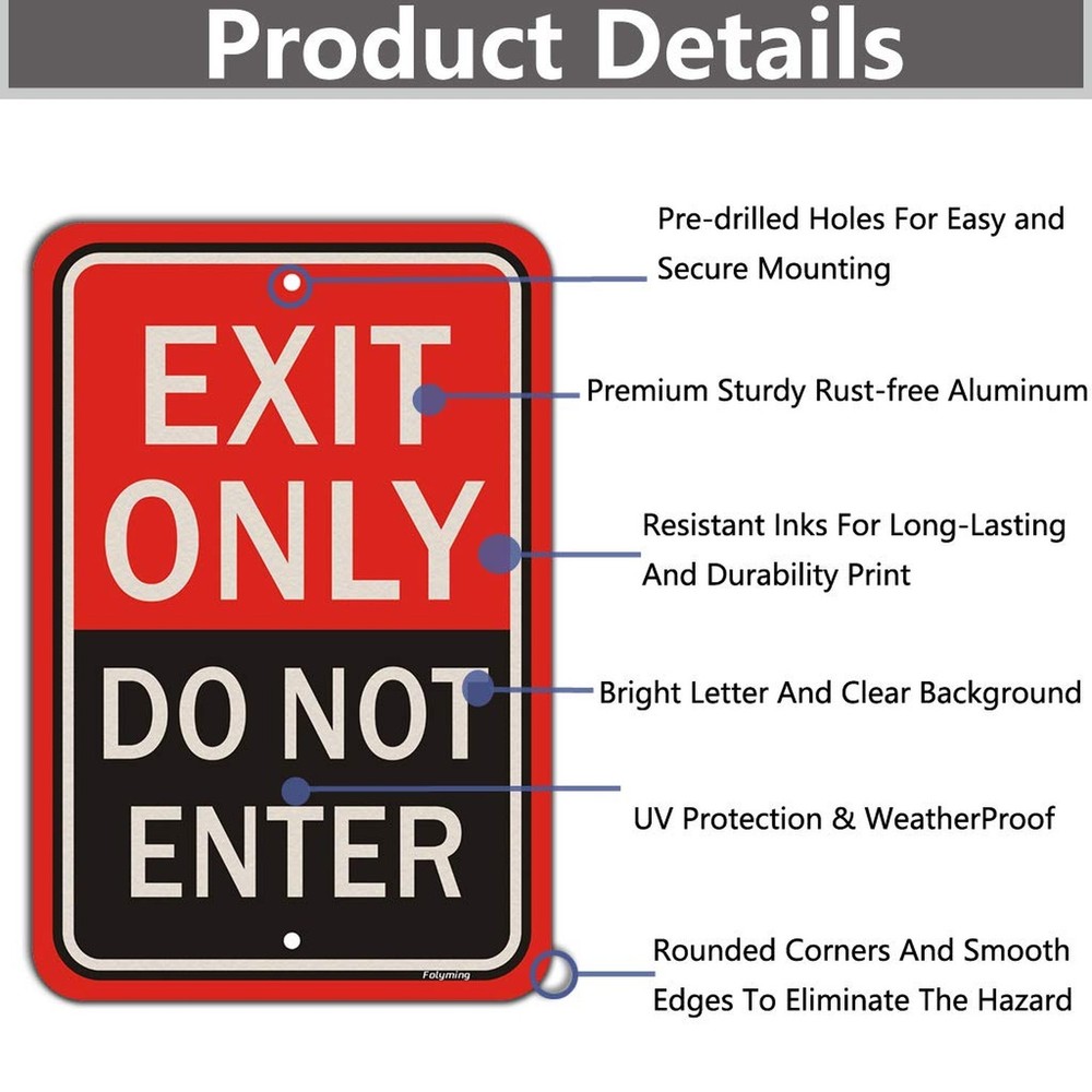 2 Pack Exit Only Do Not Enter Signs 18 x 12 Inches Large Exit Only don't Ente...
