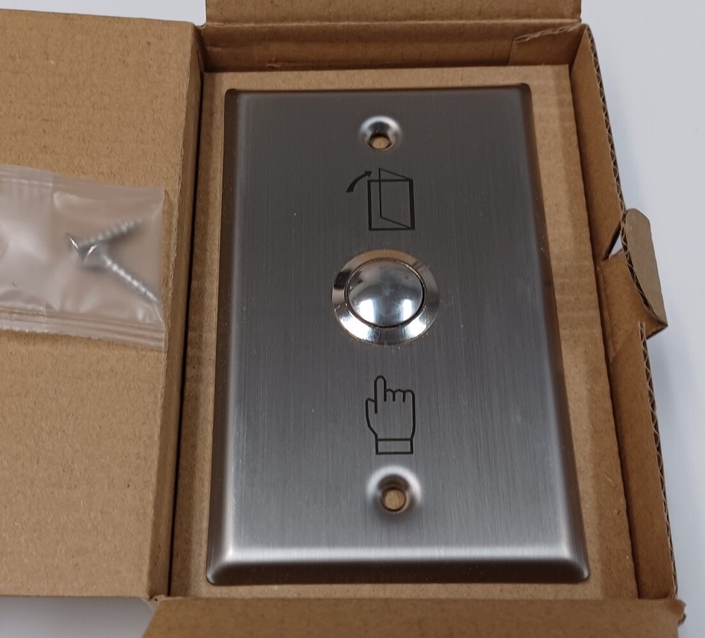 Door Release Exit Button, NO/COM, Momentary, Single Gang Mount, Stainless Steel