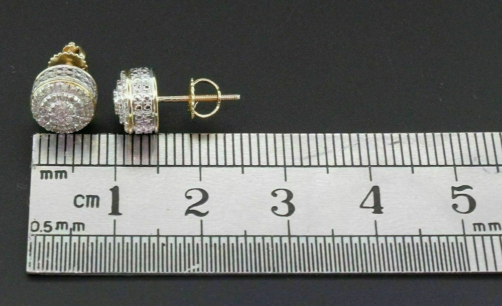Solid 2Ct Round Lab Created Diamond Cluster Stud Earrings 14K Gold Plated Unisex