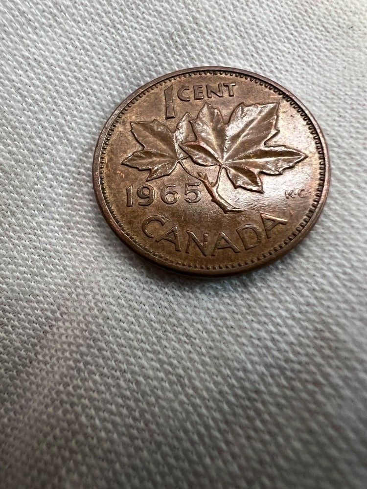 Strike Error - 1965 Canada 1 Cent - Pointed 5, Small Beads