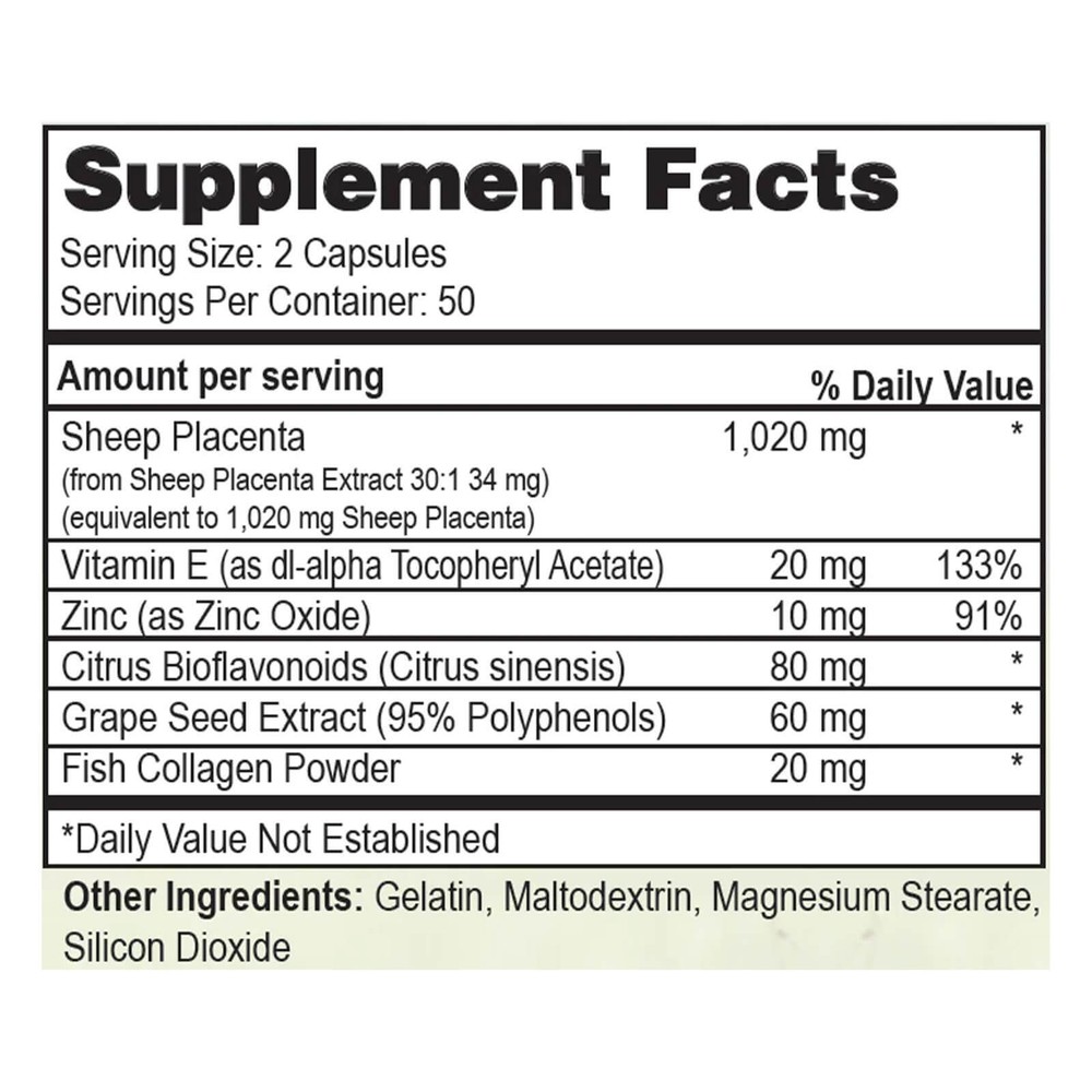 Sheep Placenta Complex 100 Capsules