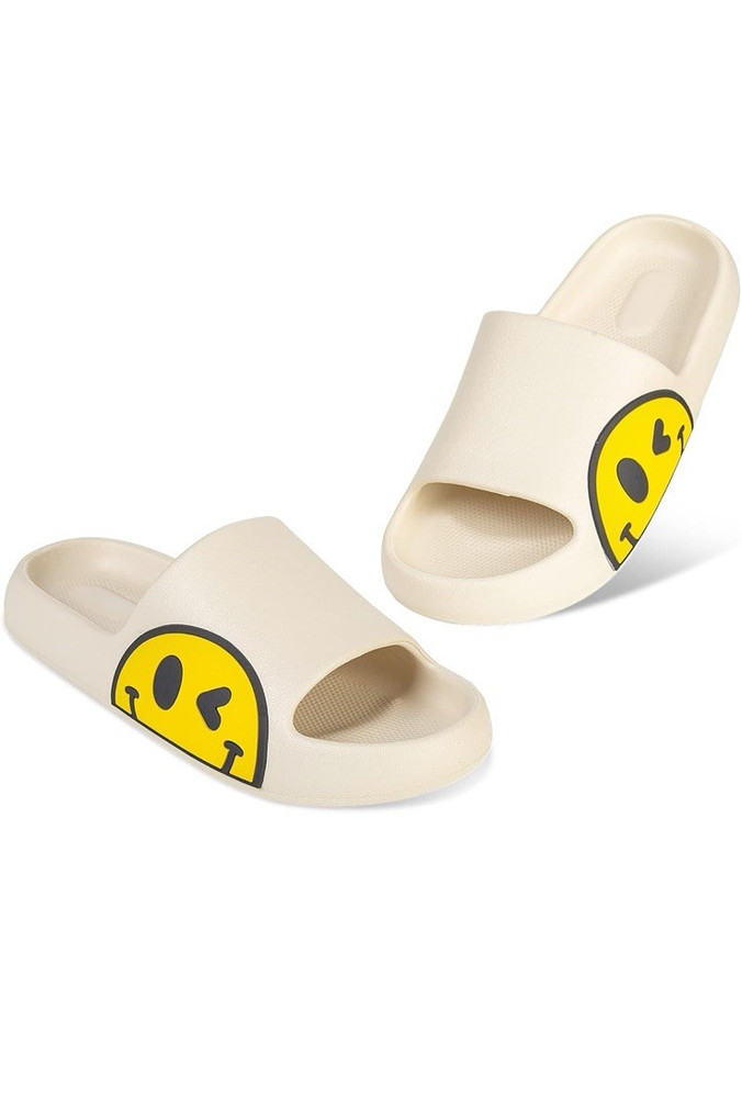Cream Smile Cute Comfy Water Proof Slipper Gift Rubber Size 42-43