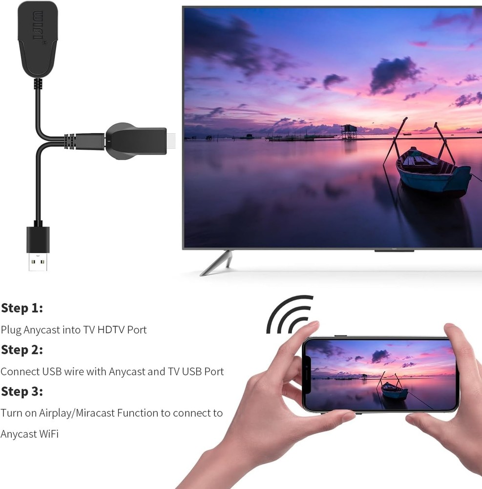 4K Wireless Screen Mirroring Dongle for Seamless iPhone, Android & TV Streaming