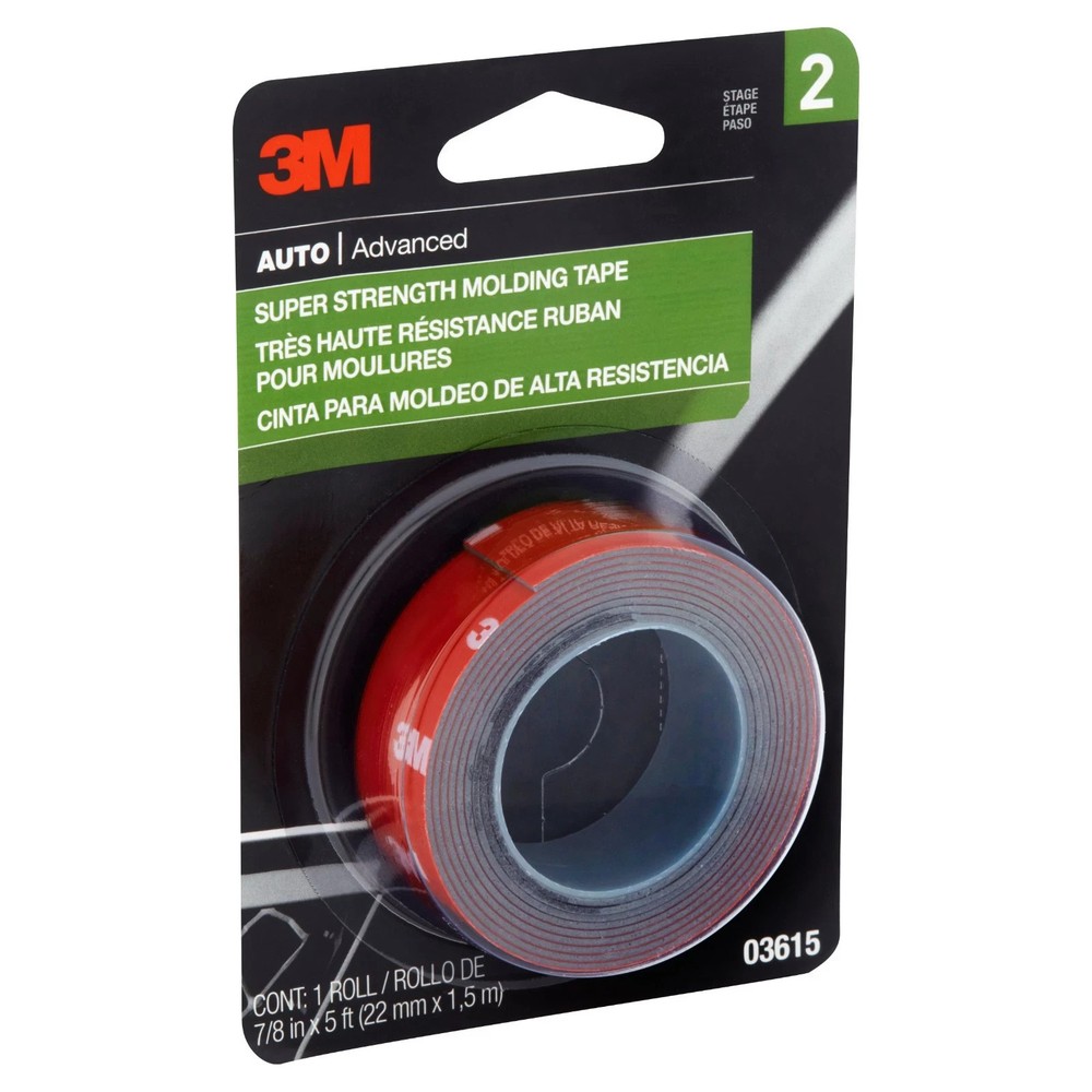 3M AUTO Advanced SUPER STRENGTH MOLDING TAPE 7/8INx5FT Stage-2 DOUBLE-SIDED