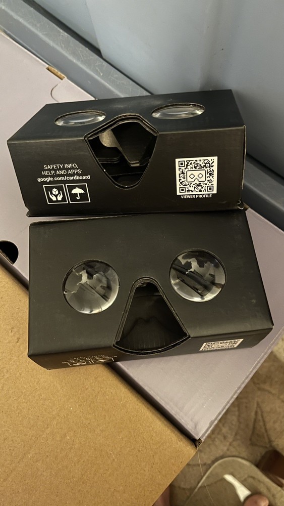 Google Cardboard VR Two Headsets w/Box Virtual Reality Viewer