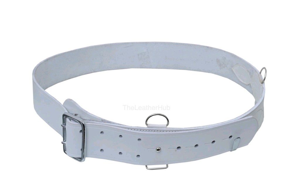 Sam Belt British Military Genuine Leather with Crossover shoulder Strap WHITE