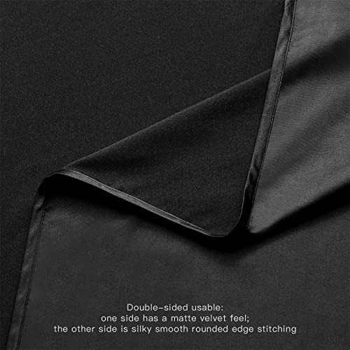 Rectangle 118" x 57" (Rectangular) Black-reversible-satin & Peach Skin