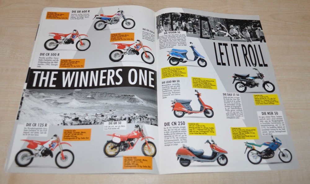 1993 Honda Model Range Motorcycle Brochure Prospekt DE