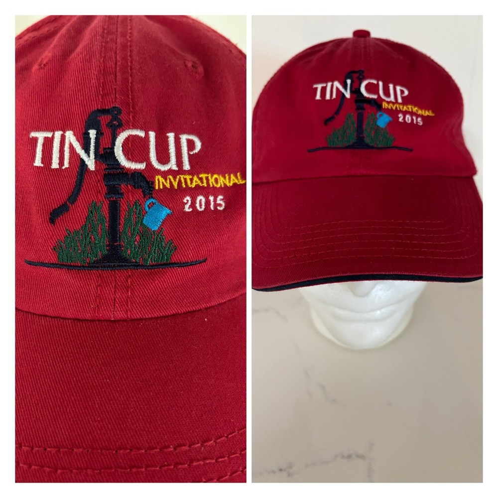 2015 TIN CUP INVITATIONAL EMBROIDERED GOLF CAP (RED / OSFM) - EUC & FREE SHIP!