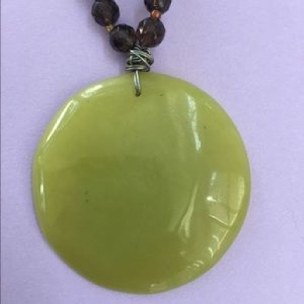 Handmade green circle necklace