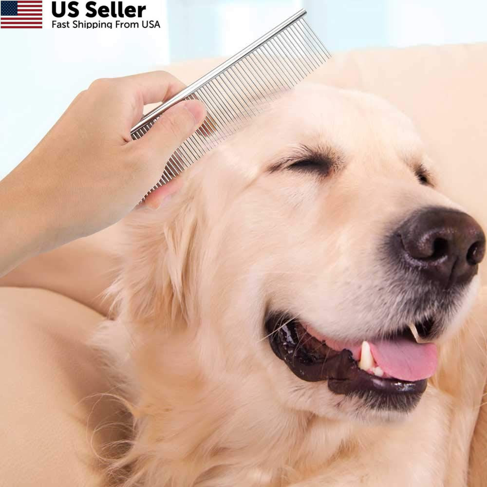 Cafhelp 2 Pack Dog Combs with Rounded Ends 6.3IN/7.4IN, Stainless Steel