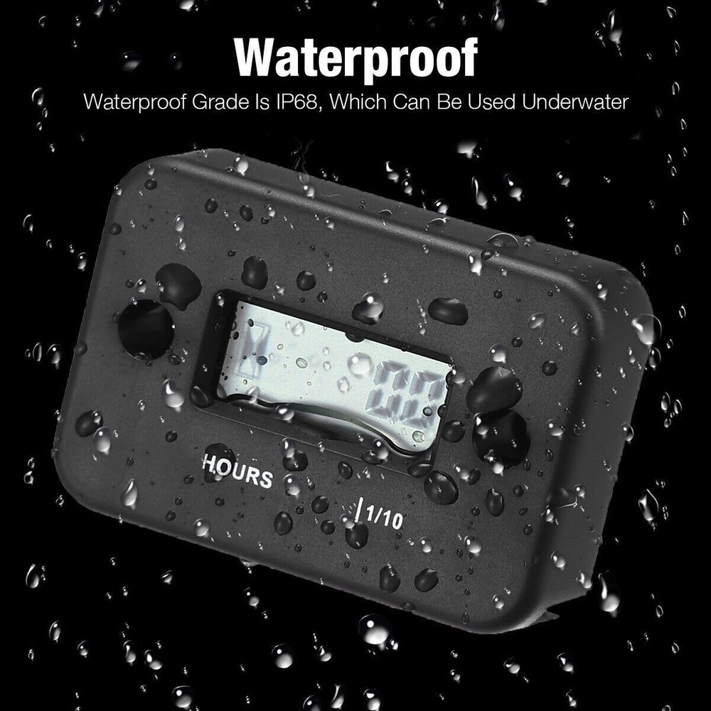2PCS Small Waterproof Digital Hour Meter For Lawn Mower Generator us