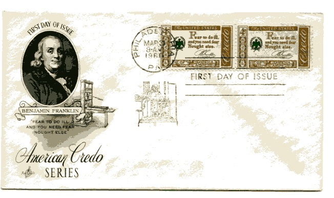 1140 Ben Franklin, Credo, Artcraft, pair,  (MC),  FDC