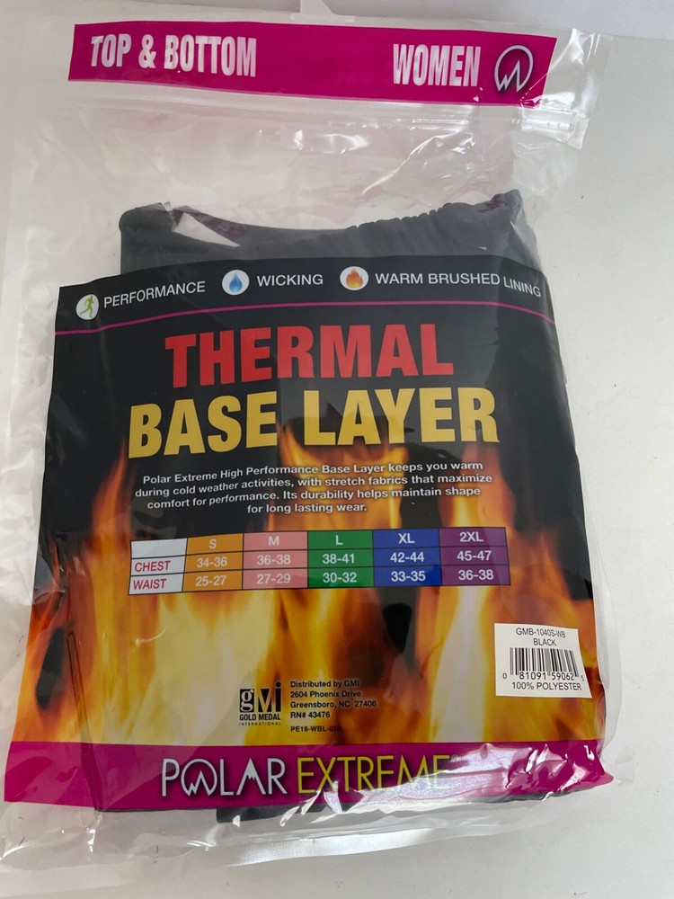 NIP Polar Extreme Thermal Top & Pants Black Base Layer Womens Medium Winter
