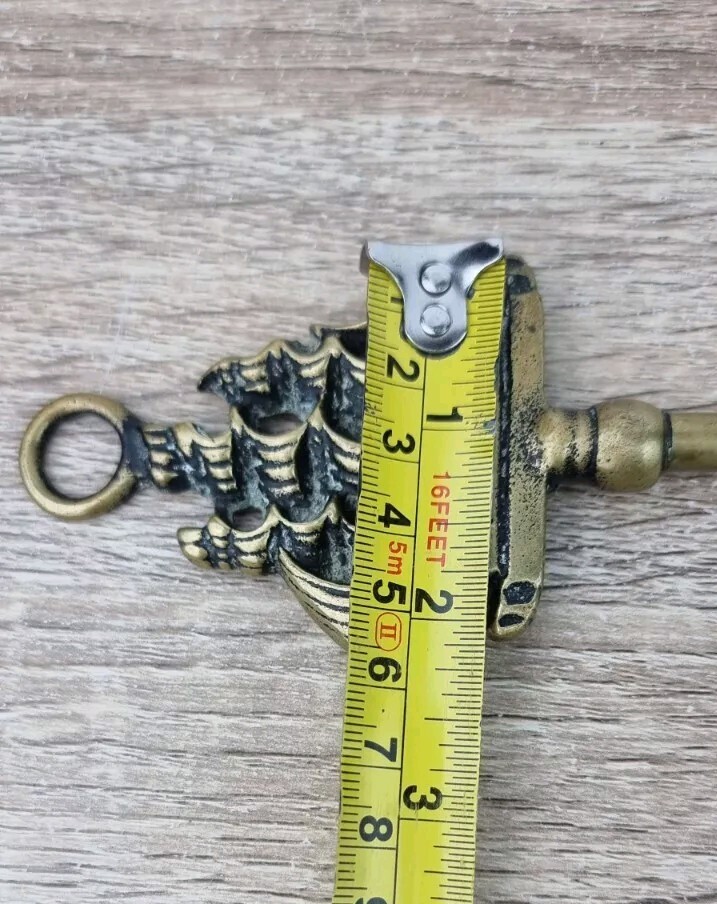 Vintage Brass Fire Side Toasting Fork Ship On Handle