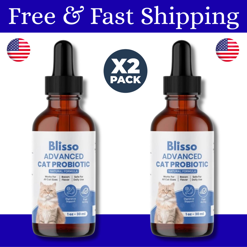 Blisso Advanced Cat Probiotic Drops – Digestive Support for Cats (2 Packs)