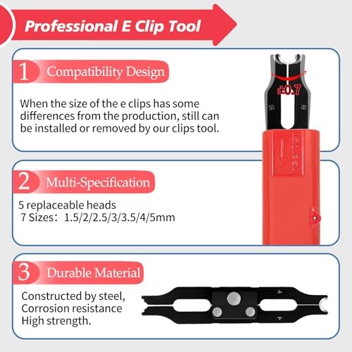 E Clips Assortment Kit with Removal and Installation E Clip Tool - E Clips