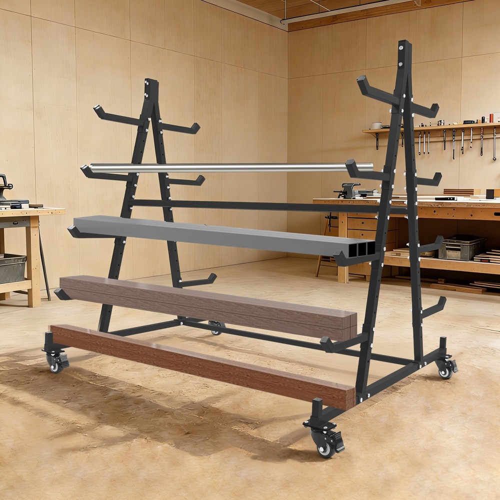Horizontal Storage Rack w/Wheels Mobile Material Handling Conduit Pipe Rack