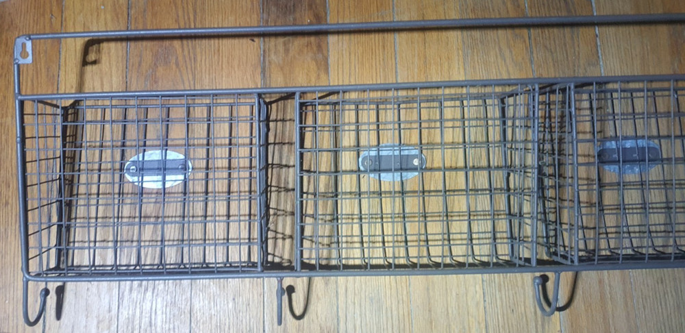 Wire Triple Mail Basket - Wall Mounted Hanging Folder/Document Organizer Green