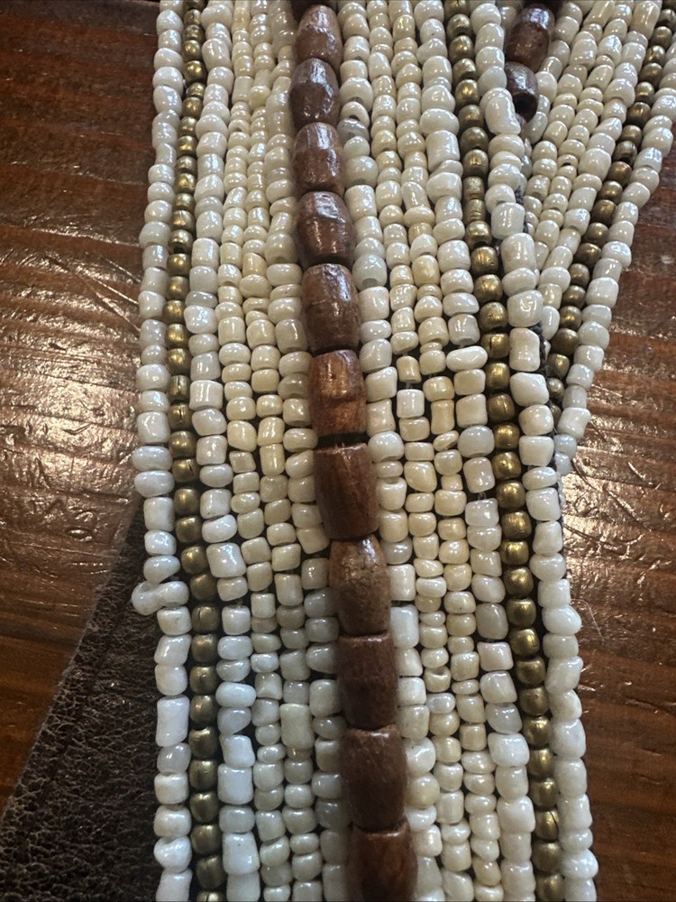 Old Navy Beaded Gypsy Belt Double Ring Boho Hippie Size Large Adjustable