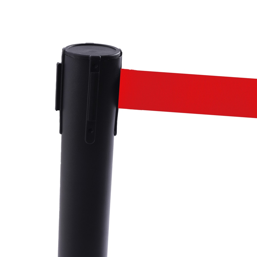 6PCS Black Stanchion Posts Queue Pole Retractable Belts Crowd Control Barrier US