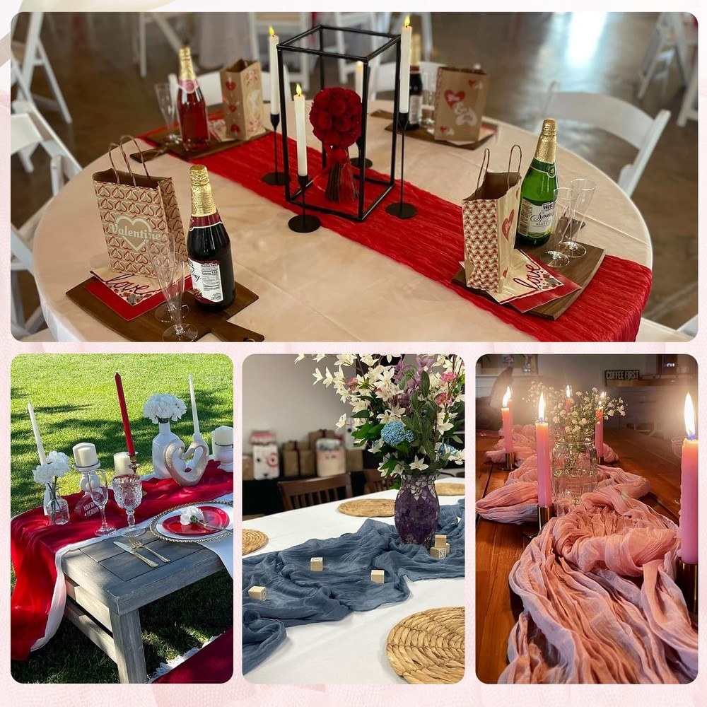 Bright Red Cheesecloth Table Runner 10FT Gauze Rustic Cheese Cloth Dining Tab...