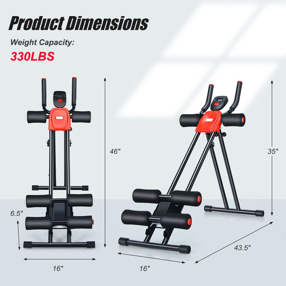 Adjustable Foldable Core Abdominal Trainer AB Crunch Workout Machine W/Display