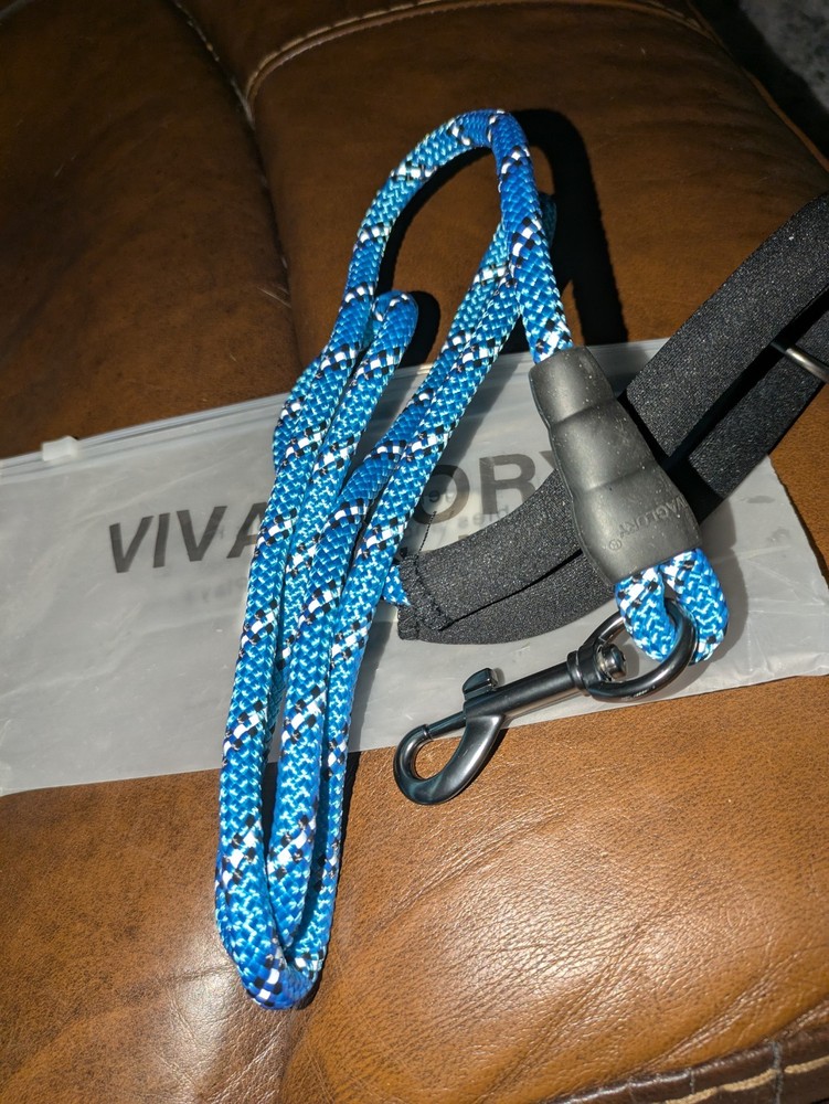 Vivaglory 5 Ft Rope Leash With Padded Handle Blue