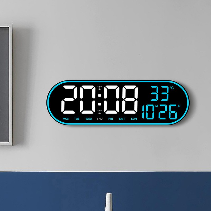 Big Digital LED Wall Clock Temperature Date Remote Control Ambient Light Timing