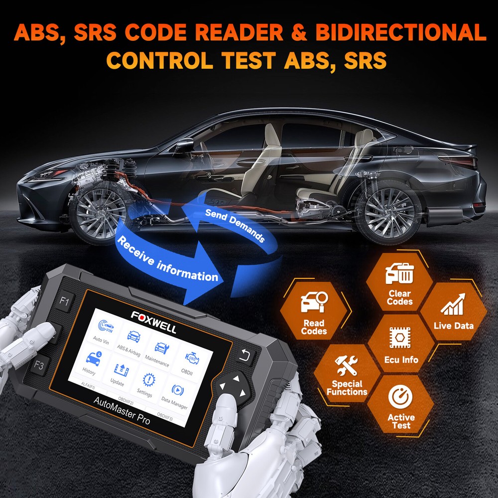 Foxwell NT650 Pro OBD2 Scanner Car Code Reader ABS SRS Reset Bidirectional Test