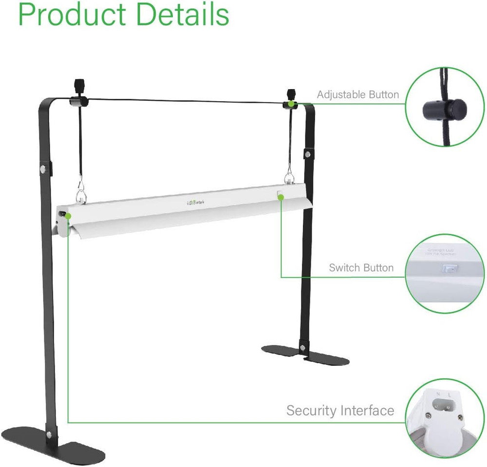 Adjustable 2Ft LED Grow Light for Indoor Plants & Seed Starting with Stand