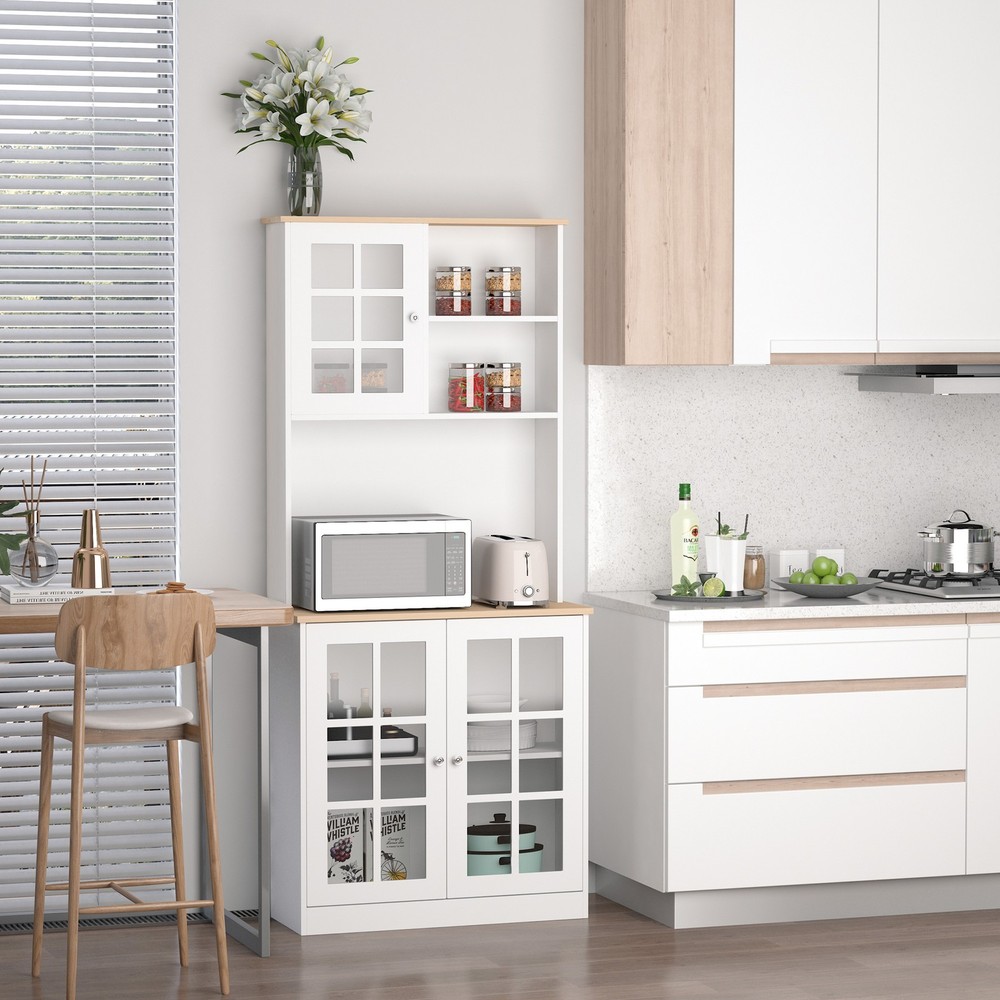 Kitchen Storage Cabinet Sideboard White and Oak