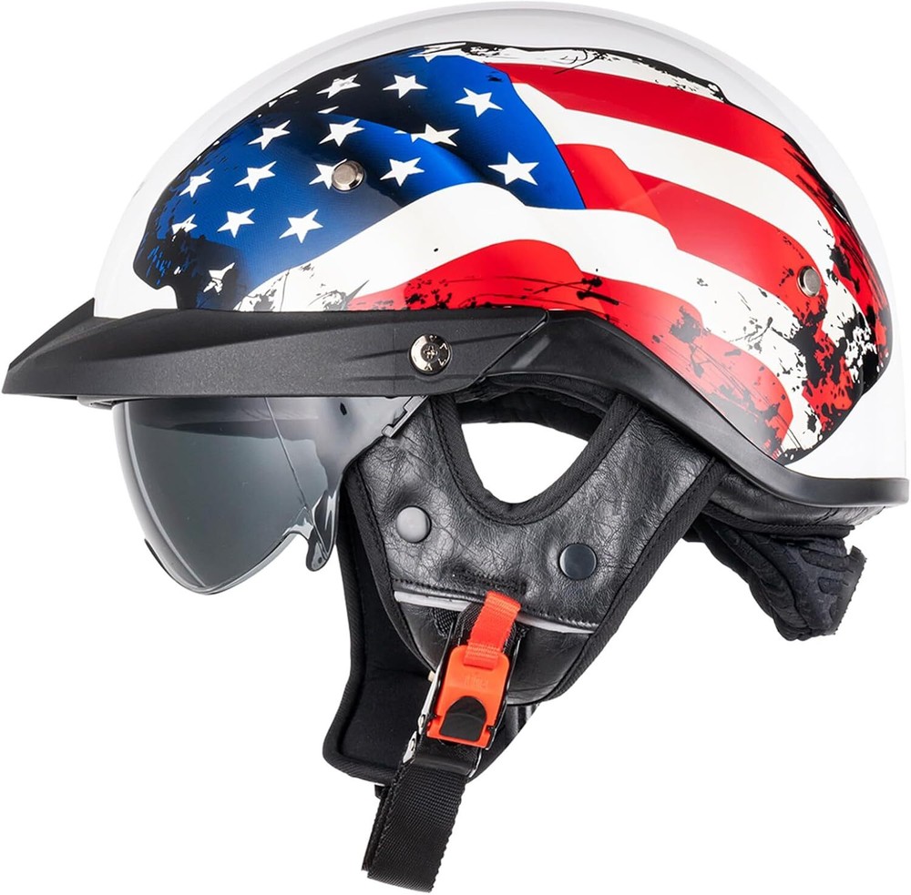 Half Helmets Motorcycle Open Face Sun Visor Quick Release Adjustable DOT Approve