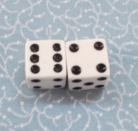 Pair of Dice - White With Black Pips