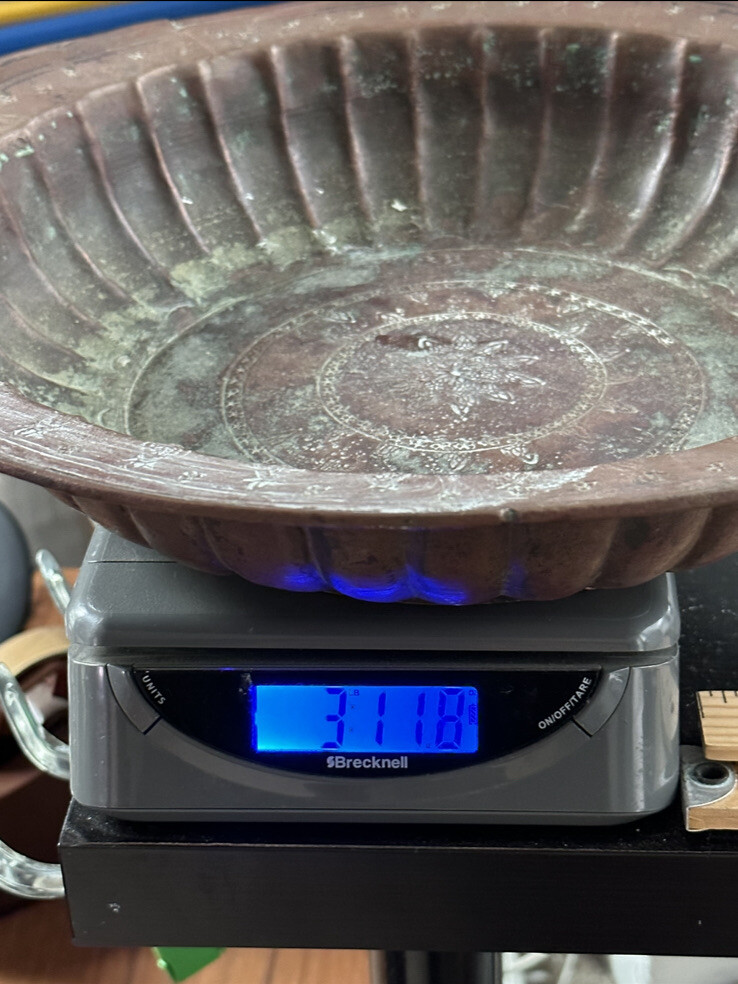 EGYPT SIGNED Antique Solid Bowl Copper Embossed Carvings Hammered Handmade